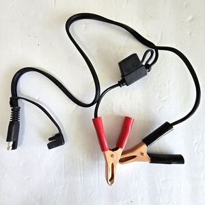 24" SAE to Alligator Clip Adapter, 7.5A 32V Fuse, Battery Charger Connector